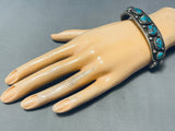 Bisbee Turquoise Vintage Native American Navajo Sterling Silver Rope Bracelet Old-Nativo Arts