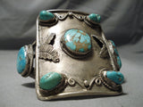 One Of The Biggest Vintage Native American Navajo #8 Turquoise Sterling Silver Bracelet Cuff Old-Nativo Arts