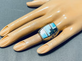 Thicker Vintage Native American Navajo Inlay Turquoise Sterling Silver Ring-Nativo Arts