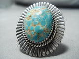 Striking San Felipe Native American 8 Turquoise Sterling Silver Ring-Nativo Arts