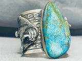200 Grams Powerful Grizzly Native American Navajo Turquoise Sterling Silver Bracelet-Nativo Arts