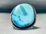 Eye Catching Vintage Native American Navajo Turquoise Sterling Silver Leaf Ring-Nativo Arts
