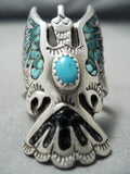 So Much Detail Vintage Native American Navajo Turquoise Sterling Silver Bird Ring Old-Nativo Arts