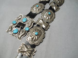 Amazing Vintage Navajo Old Kingman Turquoise Sterling Silver Concho Belt Native American-Nativo Arts
