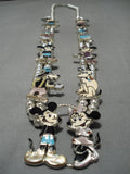 Rare Native American Zuni Native Turquoise Disney Sterling Silver Squash Blossom Necklace-Nativo Arts