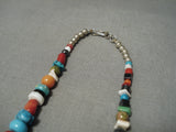 Native American Important Vintage Santo Domingo Native #8 Turquoise Sterling Silver Necklace-Nativo Arts