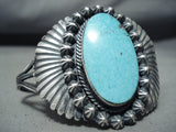 Huge Flank Vintage Native American Navajo Turquoise Sterling Silver Bracelet-Nativo Arts