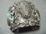 232 Gram Heavy Native American Buffalo Turquoise Sterling Silver Bracelet-Nativo Arts