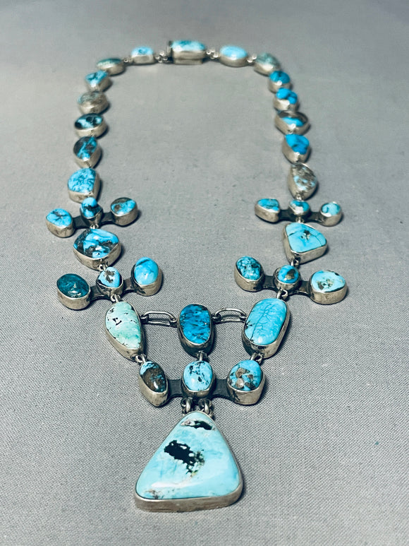 Important Federico Jimenez Turquoise Sterling Silver Tier Necklace-Nativo Arts