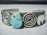 Unique Navajo Native American 8 Turquoise Sterling Silver Bracelet-Nativo Arts