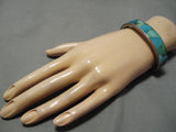 Trapezoidal Inlay Vintage Native American Navajo Turquoise Sterling Silver Bracelet-Nativo Arts