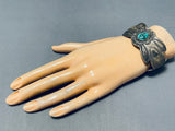 Very Important Vintage Native American Navajo Ingot Silver William Goodluck Turquoise Bracelet-Nativo Arts