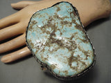 Biggest Best Vintage Native American Navajo #8 Turquoise Sterling Silver Bracelet Old-Nativo Arts