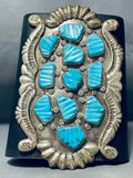 Native American 148 Grams Vintage Zuni Hand Carved Turquoise Sterling Silver Ketoh Bracelet-Nativo Arts
