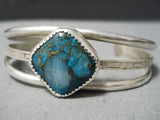 Amazing Vintage Native American Navajo Pilot Mountain Turquoise Sterling Silver Bracelet Old-Nativo Arts
