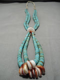 Amazing Vintage Native American Navajo Santo Domingo Heishi Shell #8 Turquoise Necklace-Nativo Arts