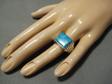 Impressive Vintage Native American Navajo Blue Diamond Turquoise Sterling Silver Ring-Nativo Arts