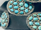 Gasp! Vintage Native American Navajo Turquoise Cluster Sterling Silver Concho Belt-Nativo Arts