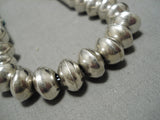 One Of The Best Vintage Native American Navajo Tubule Sterling Silver Turquoise Necklace Old-Nativo Arts