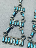 Long Authentic Older Vintage Native American Zuni Turquoise Chandelier Sterling Silver Earrings-Nativo Arts