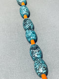 Native American Rare Football Bead Vintage Navajo Spiderweb Turquoise Sterling Silver Necklace-Nativo Arts