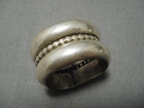 Heavy Hand Tooled Thick Vintage Native American Navajo Sterling Silver Ring-Nativo Arts