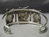 Incredibly Intricate Vintage Native American Zuni Owl Turquoise Sterling Silver Bracelet Old-Nativo Arts