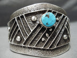 Ornamental Native American Navajo Sleeping Beauty Turquoise Sterling Silver Bracelet-Nativo Arts