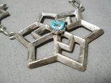 Important Vintage Native American Navajo Betsoi Family Sterling Silver Turquoise Necklace-Nativo Arts
