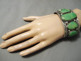 Monumental Vintage Native American Navajo Orvil Jack Turquoise Sterling Silver Bracelet Old-Nativo Arts