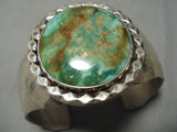 Heavy And Thick Vintage Native American Navajo Royston Turquoise Sterling Silver Bracelet Old-Nativo Arts