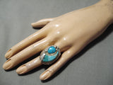 Superior Vintage Navajo Huge Turquoise Sterling Silver Native American Ring-Nativo Arts