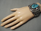 Museum Quality Vintage Native American Navajo Huge Bisbee Turquoise Sterling Silver Bracelet Old-Nativo Arts