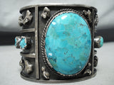 One Of The Biggest Best Vintage Native American Navajo Turquoise Sterling Silver Bracelet Old-Nativo Arts