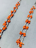 Coral Clumps Vintage Native American Navajo Heishi Sterling Silver Necklace Old-Nativo Arts