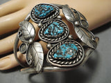 Museum Quality!! Vintage Native American Navajo High Grade Turquoise Sterling Silver Bracelet-Nativo Arts
