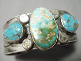 Opulent Vintage Native American Navajo Early Turquoise Sterling Silver Bracelet Old-Nativo Arts