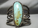 Opulent Vintage Native American Navajo Natural Royston Turquoise Sterling Silver Bracelet Old-Nativo Arts