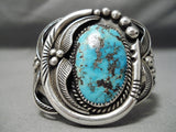 Museum Quality Vintage Native American Navajo Huge Bisbee Turquoise Sterling Silver Bracelet Old-Nativo Arts