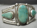 Museum Vintage Native American Navajo 3 Stone Royston Turquoise Sterling Silver Bracelet-Nativo Arts