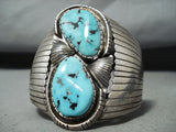 Incredible Vintage Native American Navajo Morenci Turquoise Sterling Silver Bracelet Signed-Nativo Arts