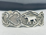 Fabulous Native American Navajo Sterling Silver Horse & Hearts Bracelet-Nativo Arts