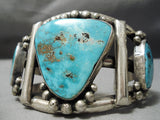 Opulent Vintage Native American Navajo Huge Turquoise Sterling Silver Bracelet Old-Nativo Arts