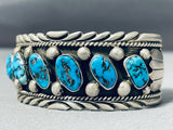 Jimmy Shay Vintage Native American Navajo Turquoise Sterling Silver Wave Bracelet-Nativo Arts