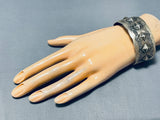 Ornamental Vintage Native American Navajo Signed Sterling Silver Star Stamped Bracelet-Nativo Arts