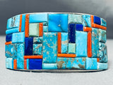 One Of The Best Native American Navajo Turquoise Coral Sterling Silver Bracelet-Nativo Arts
