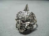 Detailed! Navajo Sterling Silver Horny Toad Ring Native American-Nativo Arts