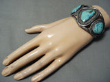 Bolstering Vintage Native American Navajo Old Morenci Turquoise Sterling Silver Bracelet-Nativo Arts