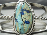 Sturdy Thick!! Vintage Native American Navajo Turquoise Sterling Silver Bracelet Cuff Old-Nativo Arts