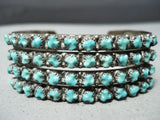 World Of Intricacy Vintage Native American Zuni Carved Turquoise Sterling Silver Bracelet-Nativo Arts